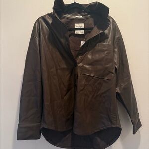 Abercrombie & Fitch Dark Brown Leather Shirt Jacket